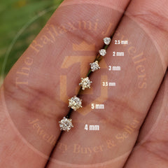 5MM KDM GOLD NOSEPIN (30 TONCH) STUDDED WITH CZ STONE 1 PIECE (TAR DESIGN) FOR GIFT YOUR LOVED ONES FOR WOMEN.