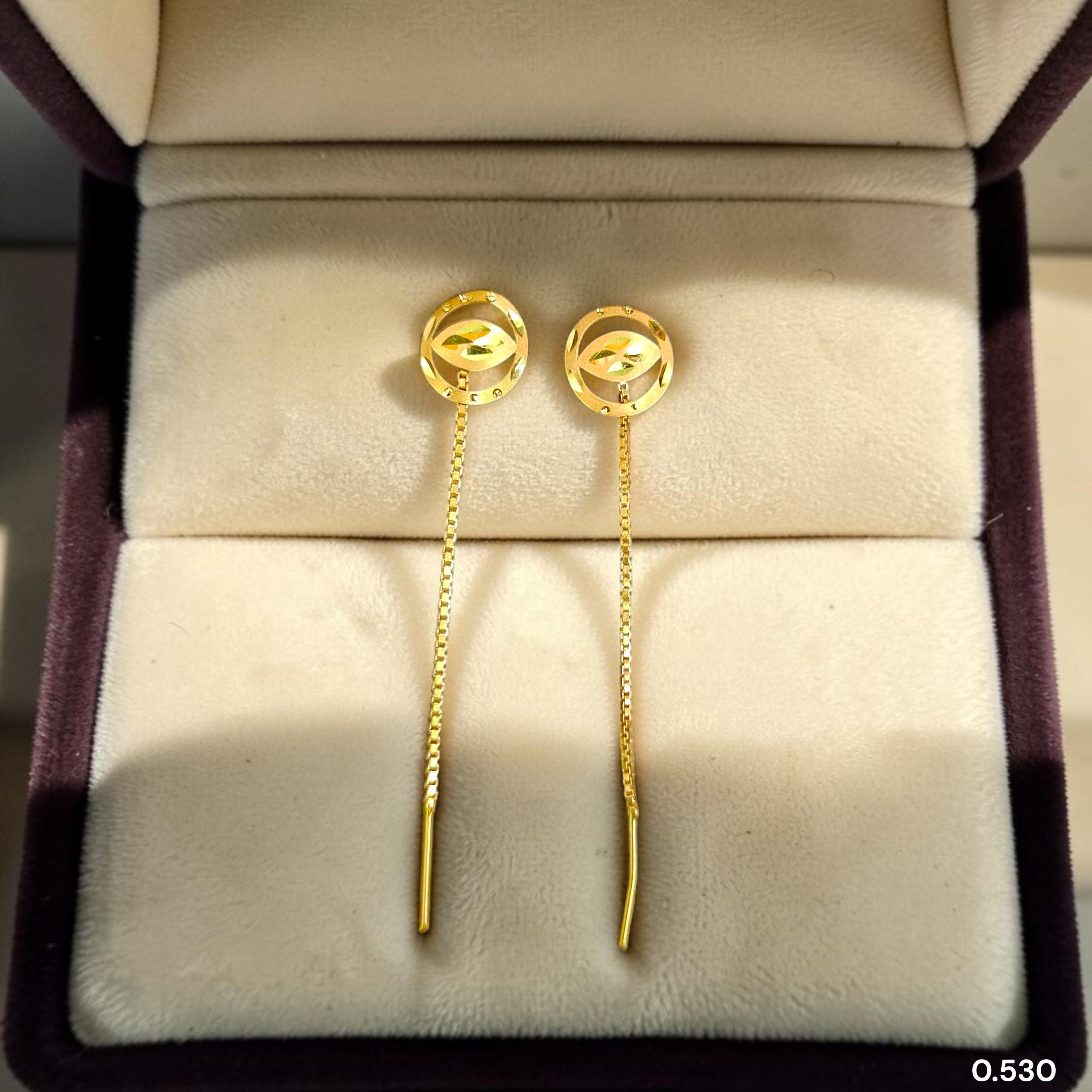 GOLD SUIDHAGA- (WGT: 0.530 GM APPROX) BIS CERTIFIED HUID HALLMARK 9KT GOLD SUIDHAGA EARRINGS (1 PAIR) FOR WOMEN.