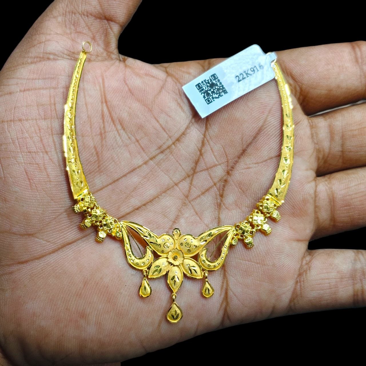 GCN22K- WGT: 3.070 BIS CERTIFIED HUID HALLMARK 916 22KT GOLD NECKLACE 1 PIECE WITH FREE ADJUSTABLE TASSEL FOR WOMEN.(W2NC9K)