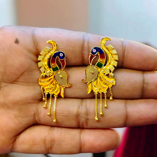 (GER22) BIS CERTIFIED WGT: 4.500 GM APPROX HUID HALLMARK 916 22KT GOLD EARRINGS KANBALA 1 PAIR FOR WOMEN.