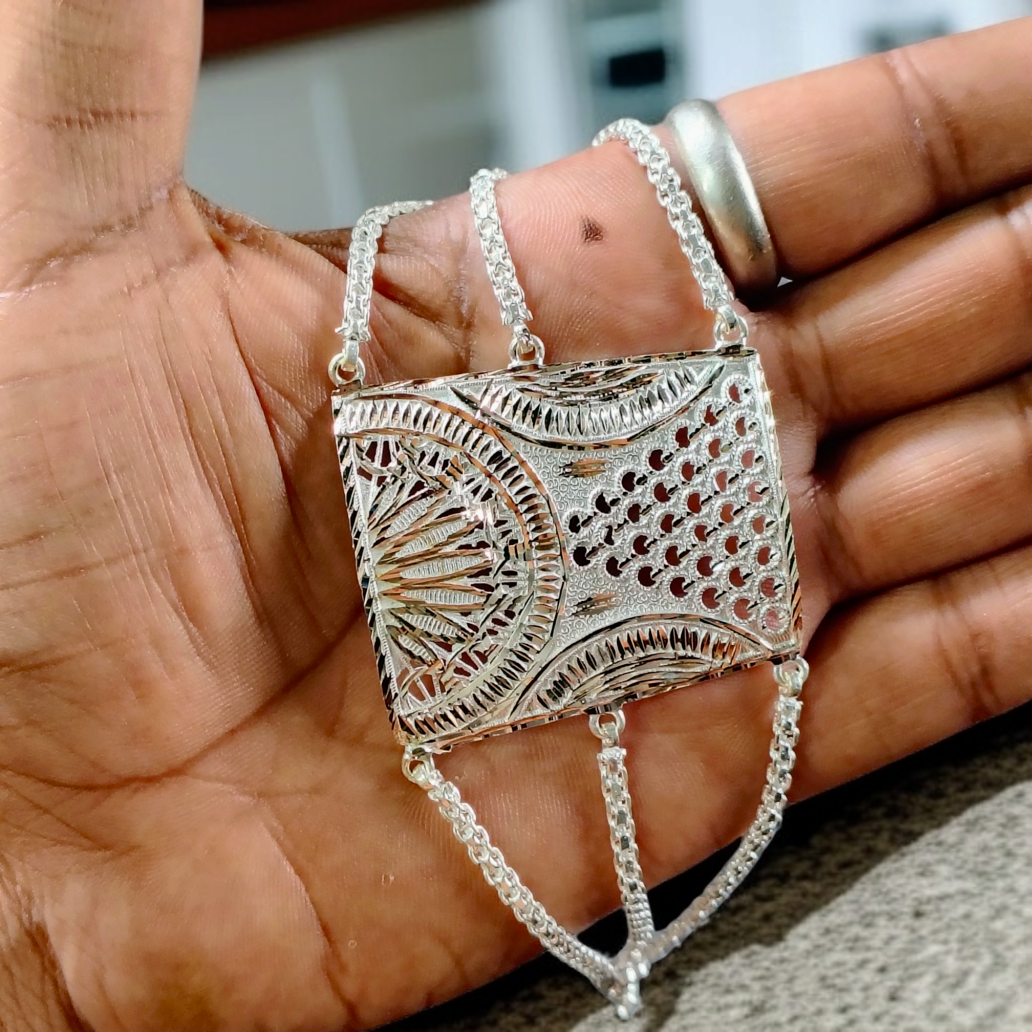 (SLMT) 725 ORIGINAL SILVER MANTASHA WGT: 20.740 GRAM 1 PIECE FOR WOMEN BY RAJLAXMI.