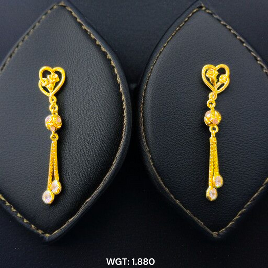 (GER22) BIS CERTIFIED WGT: 1.880 GM APPROX HUID HALLMARK 916 22KT GOLD EARRINGS KANBALA 1 PAIR FOR WOMEN.