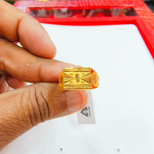 SIZE:24 (WGT: 2.00 GRAM APPROX) BIS CERTIFIED HUID HALLMARK 916 22KT GOLD GENTS FINGER RING FOR MENS 1 PIECE.