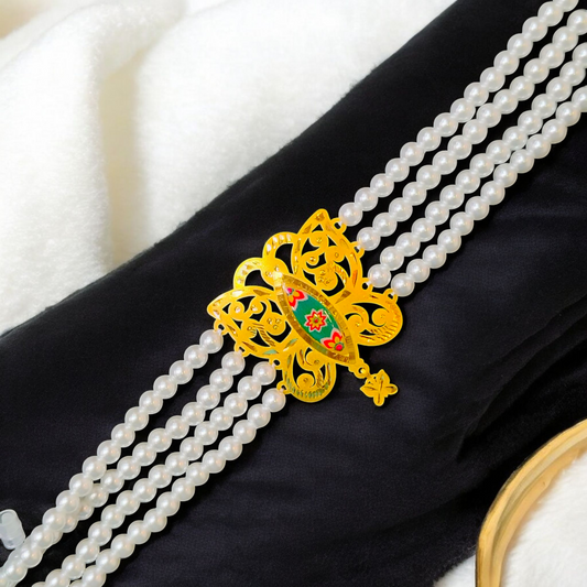 CERTIFIED BIS HUID HALLMARK 916 22KT GOLD MOTI CHOKER 1 PIECE (WGT:1.130 GM) WITH ADJUSTABLE TASSEL FOR GIFT IN MARRIAGE.