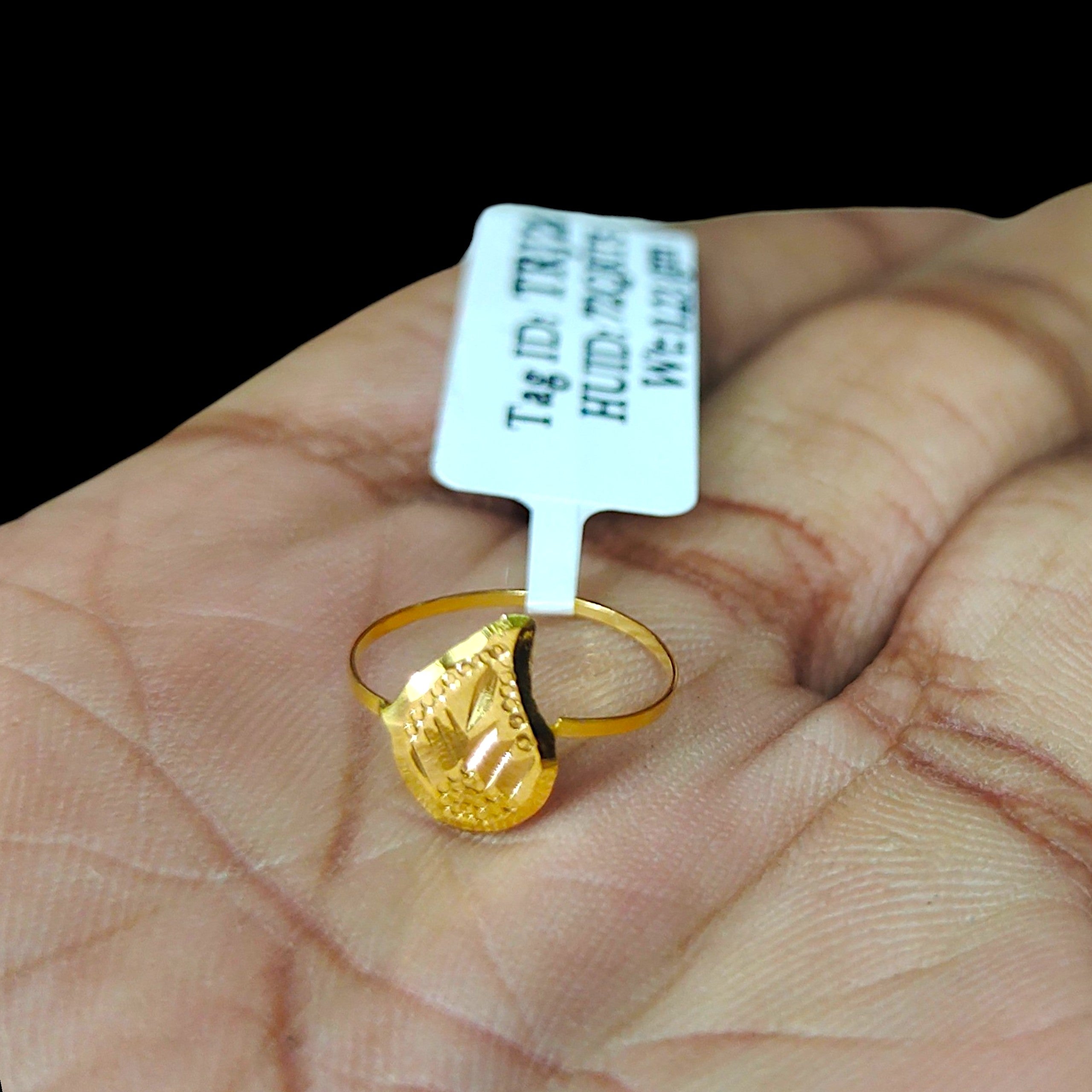 BABY JEWELLERY- TRJ WGT: 0.230 GM APPROX 22KT HUID HALLMARK GOLD BABY FINGER RING 1 PIECE FOR RICE CEREMONY & BIRTHDAY.
