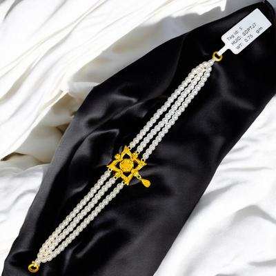 PEARL CHOKER- CERTIFIED BIS HUID HALLMARK 916 22KT GOLD MOTI CHOKER 1 PIECE (WGT:0.750 GM) WITH ADJUSTABLE TASSEL FOR GIFT IN MARRIAGE.