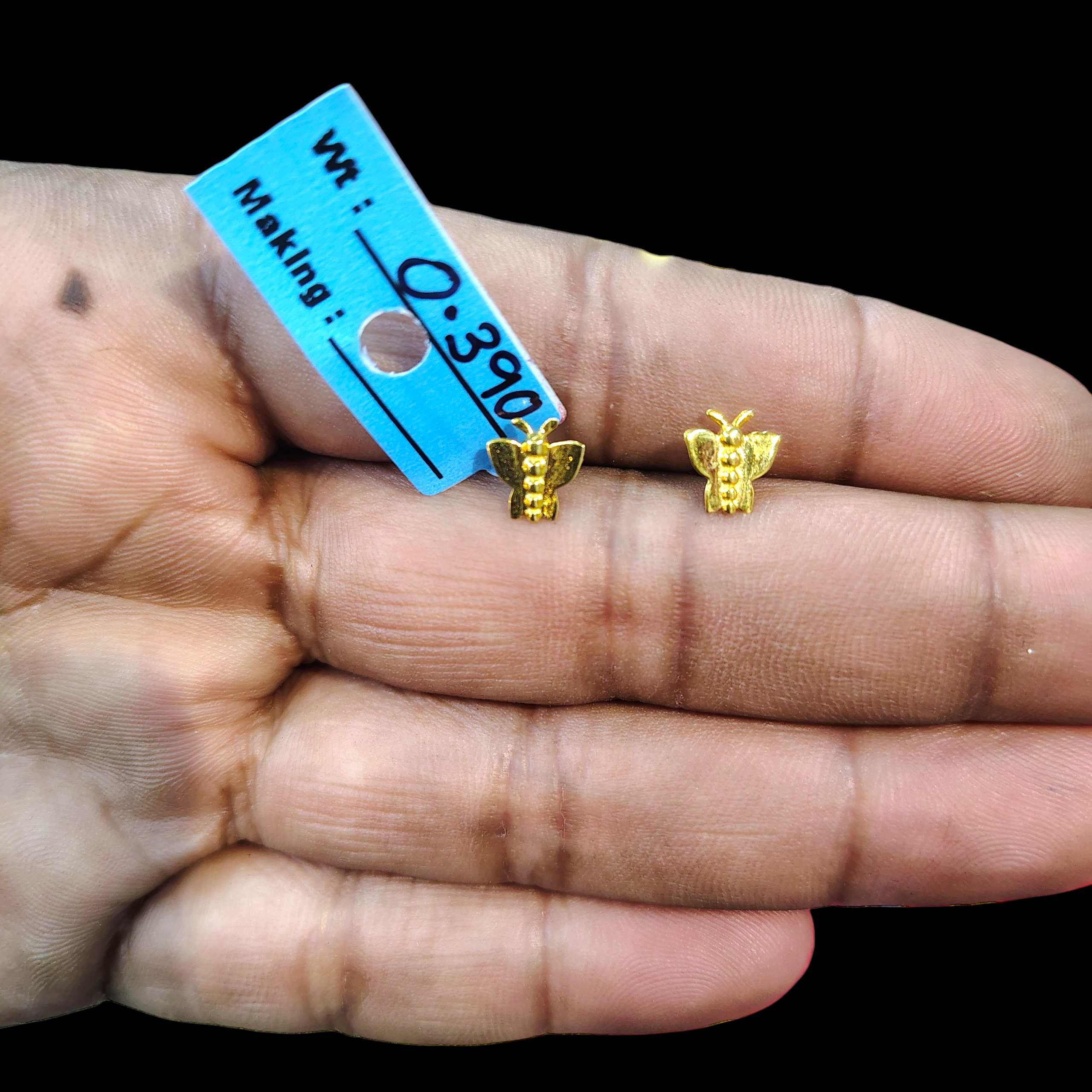 (GSE9) TRJ BABY TOPS WGT: 0.390 GM APPROX BIS CERTIFIED HUID HALLMARK 9KT GOLD STUD EARRINGS FOR WOMEN 1 PAIR FOR REGULAR USE.