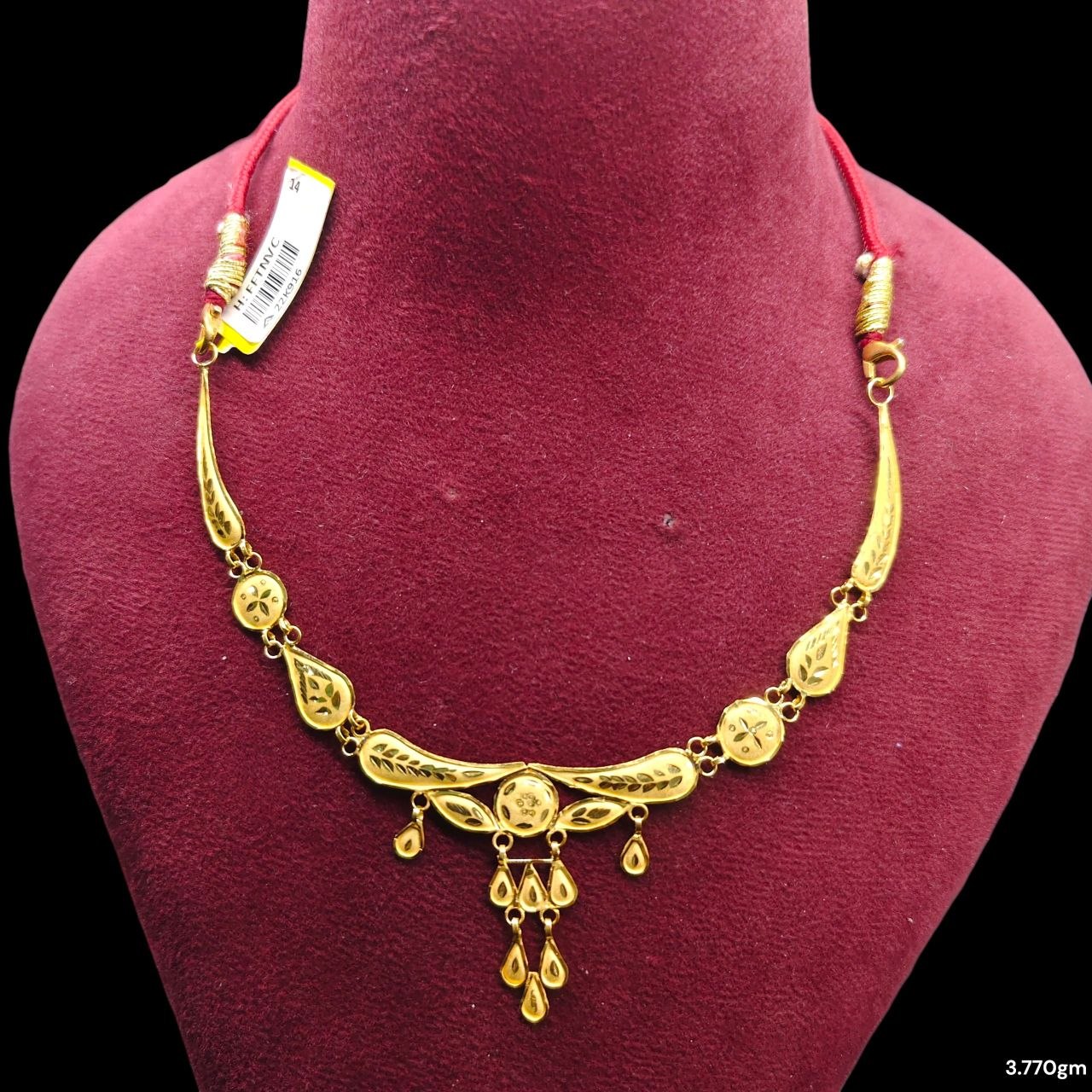 GOLD NECKLACE- WGT: 3.770 BIS CERTIFIED HUID HALLMARK 916 22KT GOLD NECKLACE 1 PIECE WITH FREE ADJUSTABLE TASSEL FOR WOMEN.