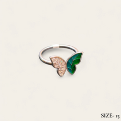RAJLAXMI HALLMARK 925 SILVER FINGER BUTTERFLY MINAKARI DESIGN RING 1 PIECE FOR WOMEN FOR REGULAR USE - BEST FOR GIFTING (SOLD ON MRP)
