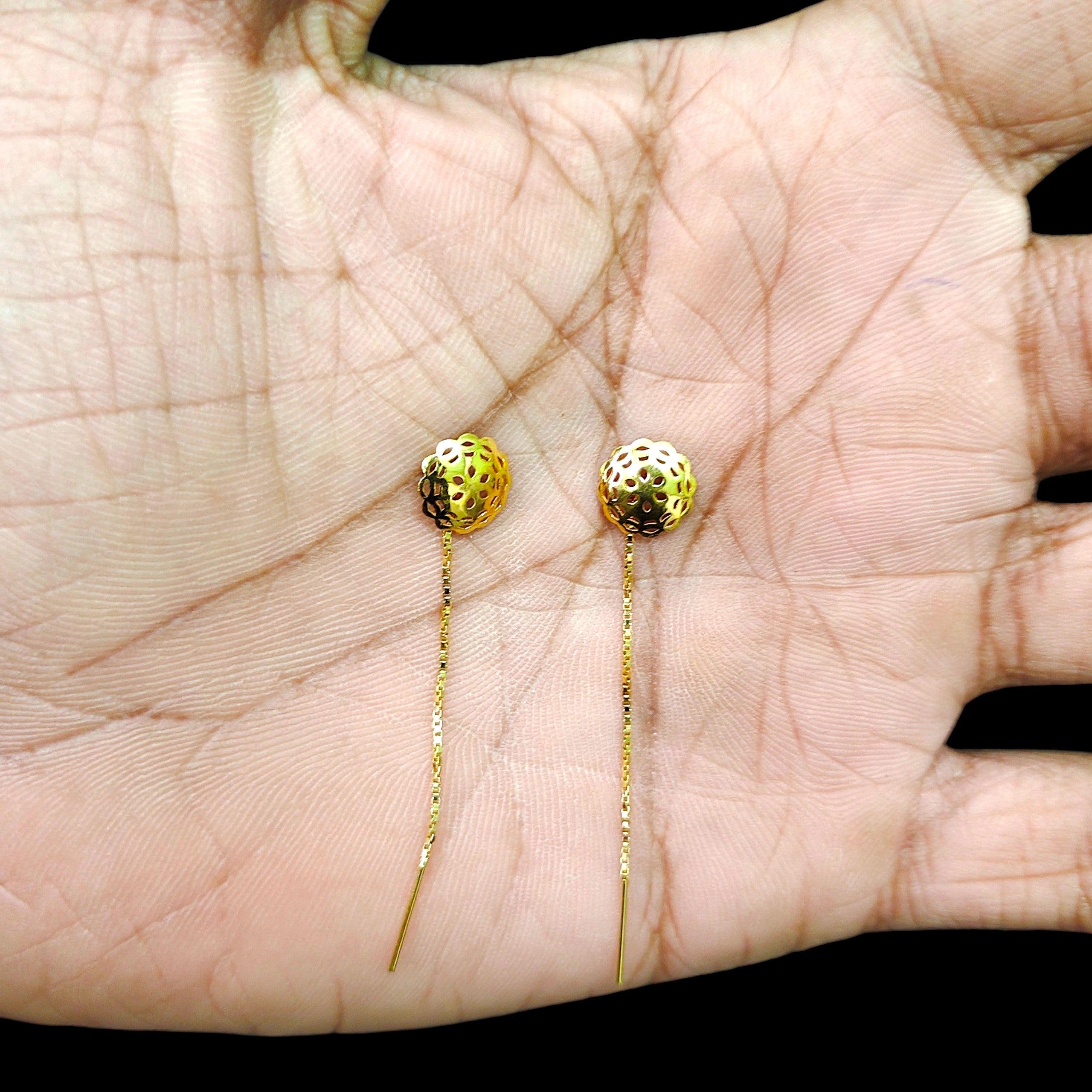 GOLD SUIDHAGA- (WGT: 0.480 GM APPROX) BIS CERTIFIED HUID HALLMARK 9KT GOLD SUIDHAGA EARRINGS (1 PAIR) FOR WOMEN.