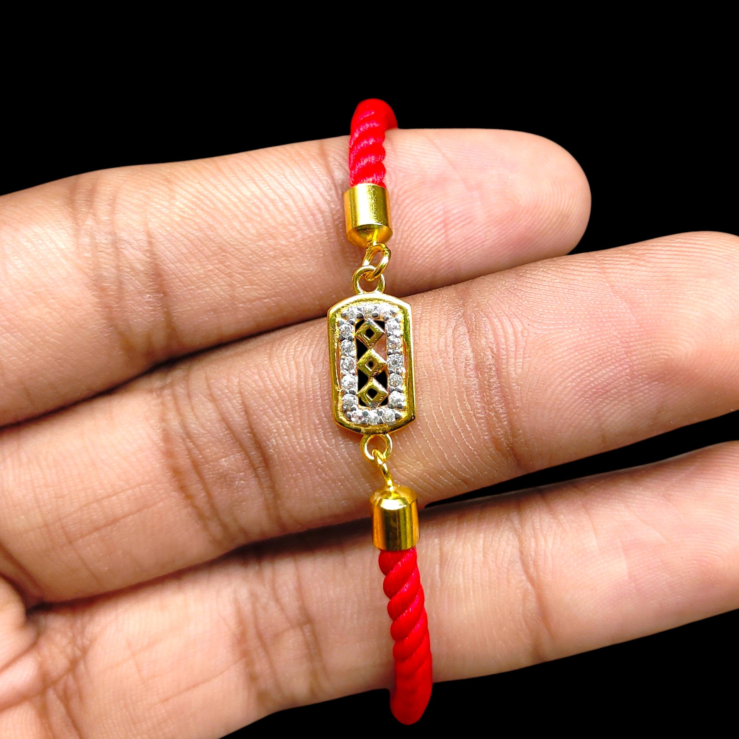 RAKHI- (WGT: 0.420 GM APPROX) BIS CERTIFIED HUID HALLMARK 375 9KT GOLD RAKHI FOR YOUR BELOVED BROTHER (ADJUSTABLE SIZE).