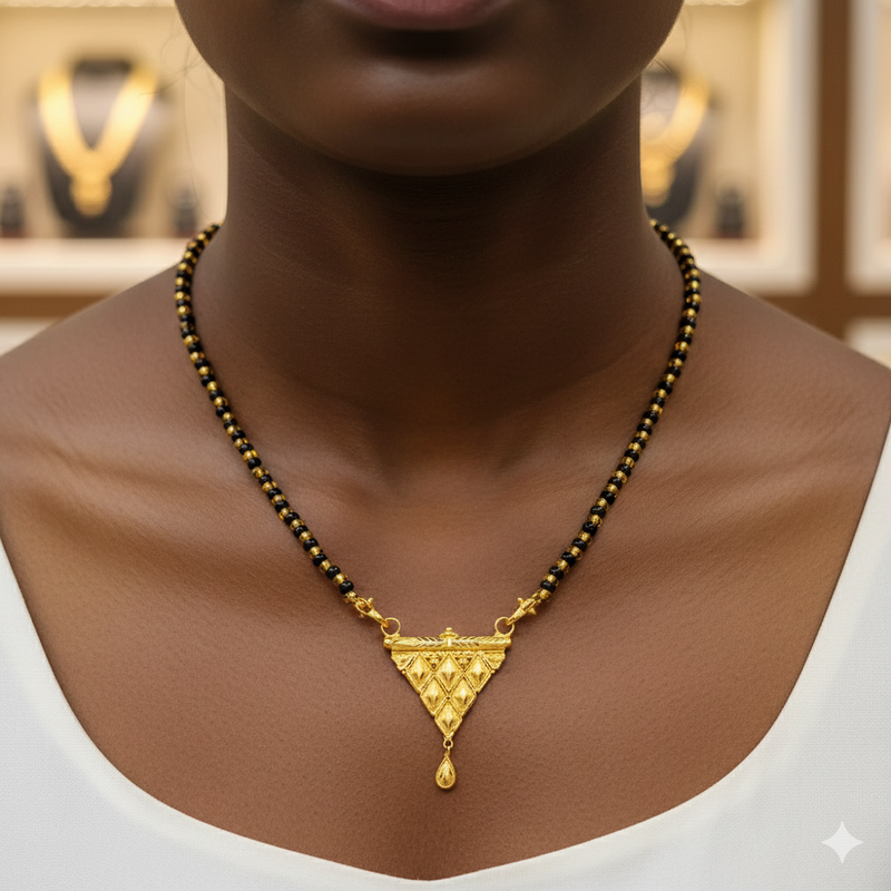GPM22K- WGT: 1.270 GM APPROX 22KT HUID HALLMARK GOLD PENDANT MANGALSUTRA 1 PIECE WITH TASSEL.
