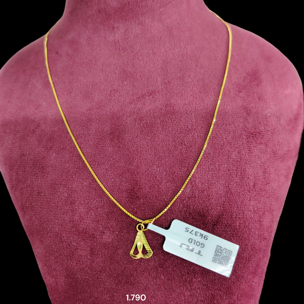 GOLD CHAIN- (WGT: 1.790 GM APPROX) BIS CERTIFIED HUID HALLMARK 9KT GOLD CHAIN WITH PENDANT (17 INCH) 1 PIECE FOR WOMEN.