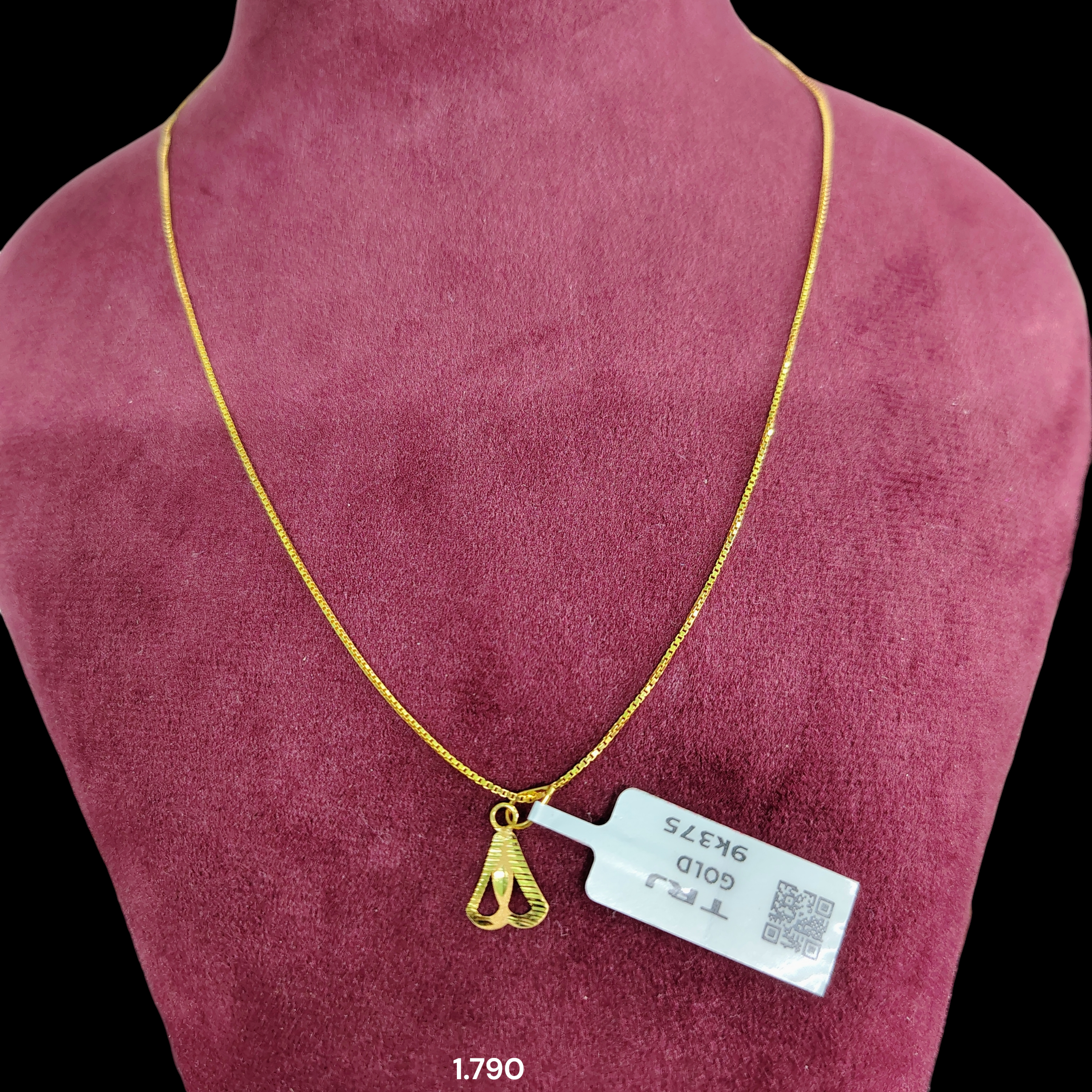 GOLD CHAIN- (WGT: 1.790 GM APPROX) BIS CERTIFIED HUID HALLMARK 9KT GOLD CHAIN WITH PENDANT (17 INCH) 1 PIECE FOR WOMEN.