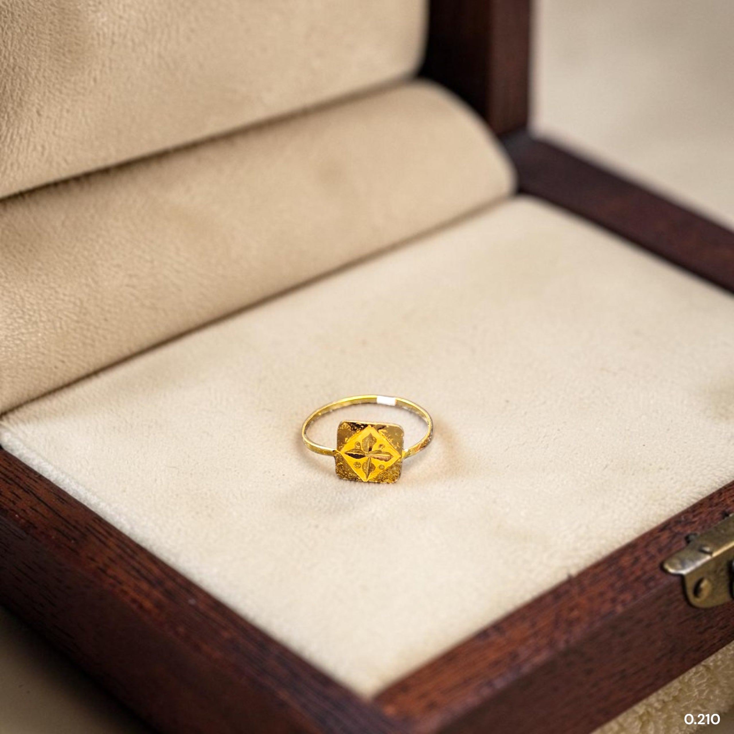 BABY JEWELLERY- TRJ WGT: 0.210 GM APPROX 22KT HUID HALLMARK GOLD BABY FINGER RING 1 PIECE FOR RICE CEREMONY & BIRTHDAY.