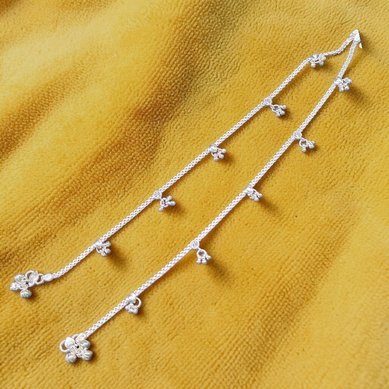 SILVER PAYEL- (A43) (WGT: 22.500 GM APPROX) BIS HALLMARK 925 SILVER PAYEL (ANKLET) 1 PAIR LENGTH: 10 INCH FOR WOMEN.