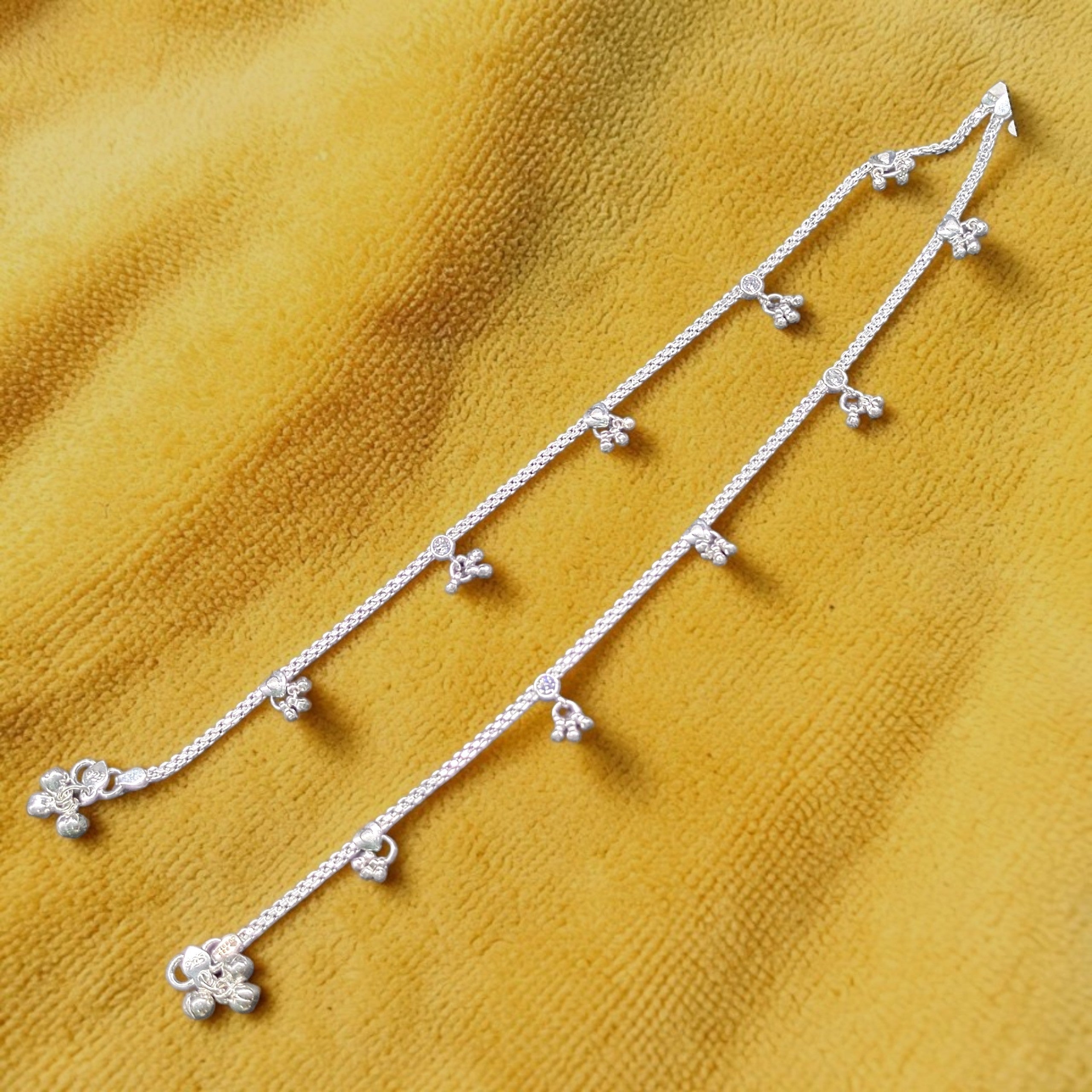 SILVER PAYEL- (WGT: 22.500 GM APPROX) BIS HALLMARK 925 SILVER PAYEL (ANKLET) 1 PAIR LENGTH: 10 INCH FOR WOMEN.