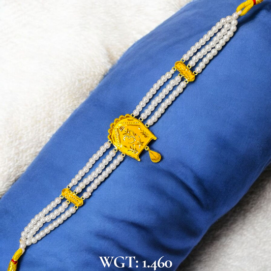CERTIFIED BIS HUID HALLMARK 916 22KT GOLD MOTI CHOKER 1 PIECE (WGT:1.460 GM) WITH ADJUSTABLE TASSEL FOR GIFT IN MARRIAGE.