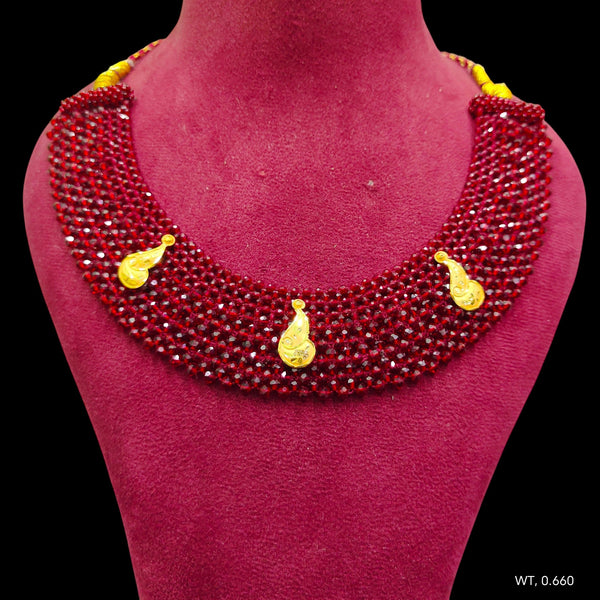 GCS9K- (WGT: 0.660 GM APPROX) HUID HALLMARK 375 9KT GOLD CRYSTAL CHATAI NECKLACE 1 PIECE WITH ADJUSTABLE TASSEL.