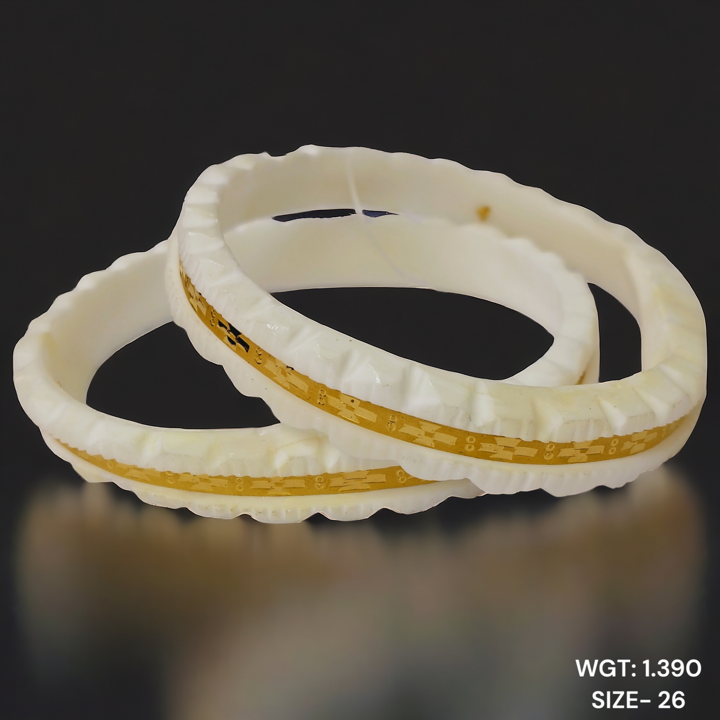 (GSP) TRJ (SIZE: 26) WGT: 1.390 GM APPROX HUID HALLMARK 22KT GOLD SAKHA BANGLES 1 PAIR DESIGN FOR REGULAR USE.