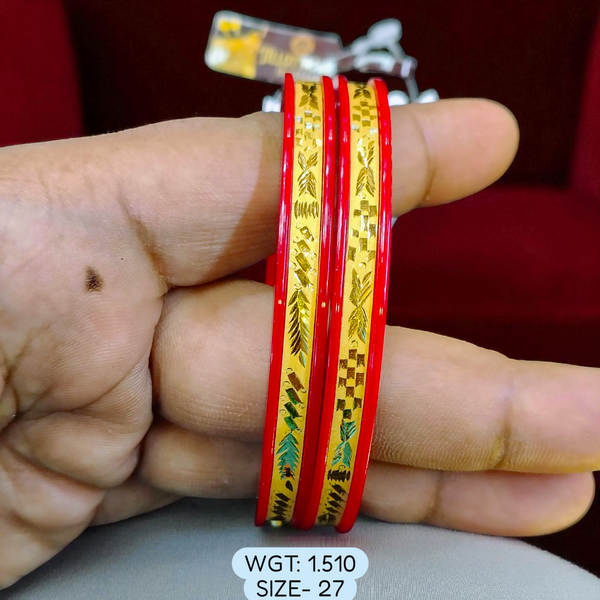 (GSP) TRJ (SIZE: 27) WGT: 1.510 GM APPROX 22KT HUID HALLMARK GOLD POLA BANGLES 1 PAIR DESIGN FOR REGULAR USE.