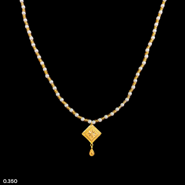 GOLD LOCKET- WGT: 0.350 GM APPROX BIS CERTIFIED HUID HALLMARK 22KT GOLD MOTI LOCKET 1 PIECE FOR WOMEN (WITH PUTI CHAIN).
