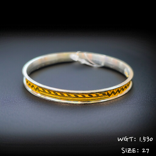 TRJ (SIZE: 27) WGT: 1.530 GM APPROX 22KT HUID HALLMARK GOLD NOA BANGLES (LAZER CHILA) 1 PIECE.