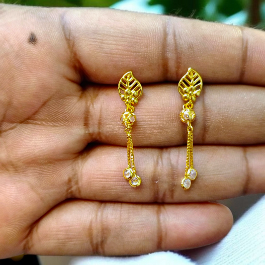 (GER22) BIS CERTIFIED WGT: 2.090 GM APPROX HUID HALLMARK 916 22KT GOLD EARRINGS KANBALA 1 PAIR FOR WOMEN.