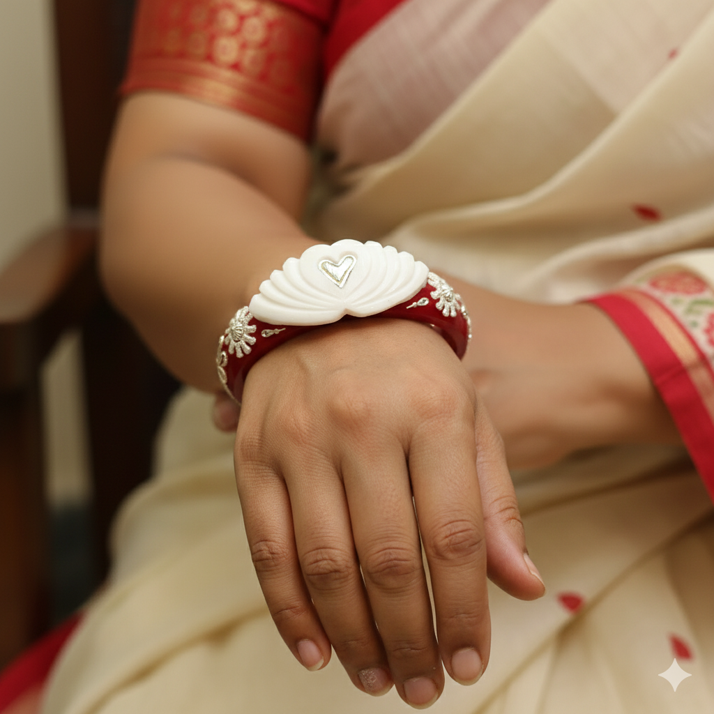 (TSP) (SIZE- 25) 925 ORIGINAL SILVER TILOTTAMA POLA SAKHA BADHANO BANGLES(RED COLOUR)FOR WOMEN 1 PIECE -(SOLD ON MRP).