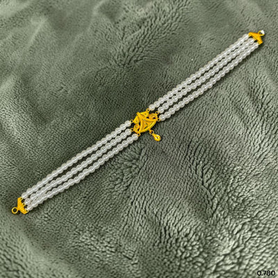 GMC22K- (Q5TW4E) (WGT: 0.780 GM APPROX) BIS HALLMARK CERTIFIED 916 22KT GOLD MOTI CHOKER 1 PIECE  WITH ADJUSTABLE TASSEL FOR GIFT IN MARRIAGE.