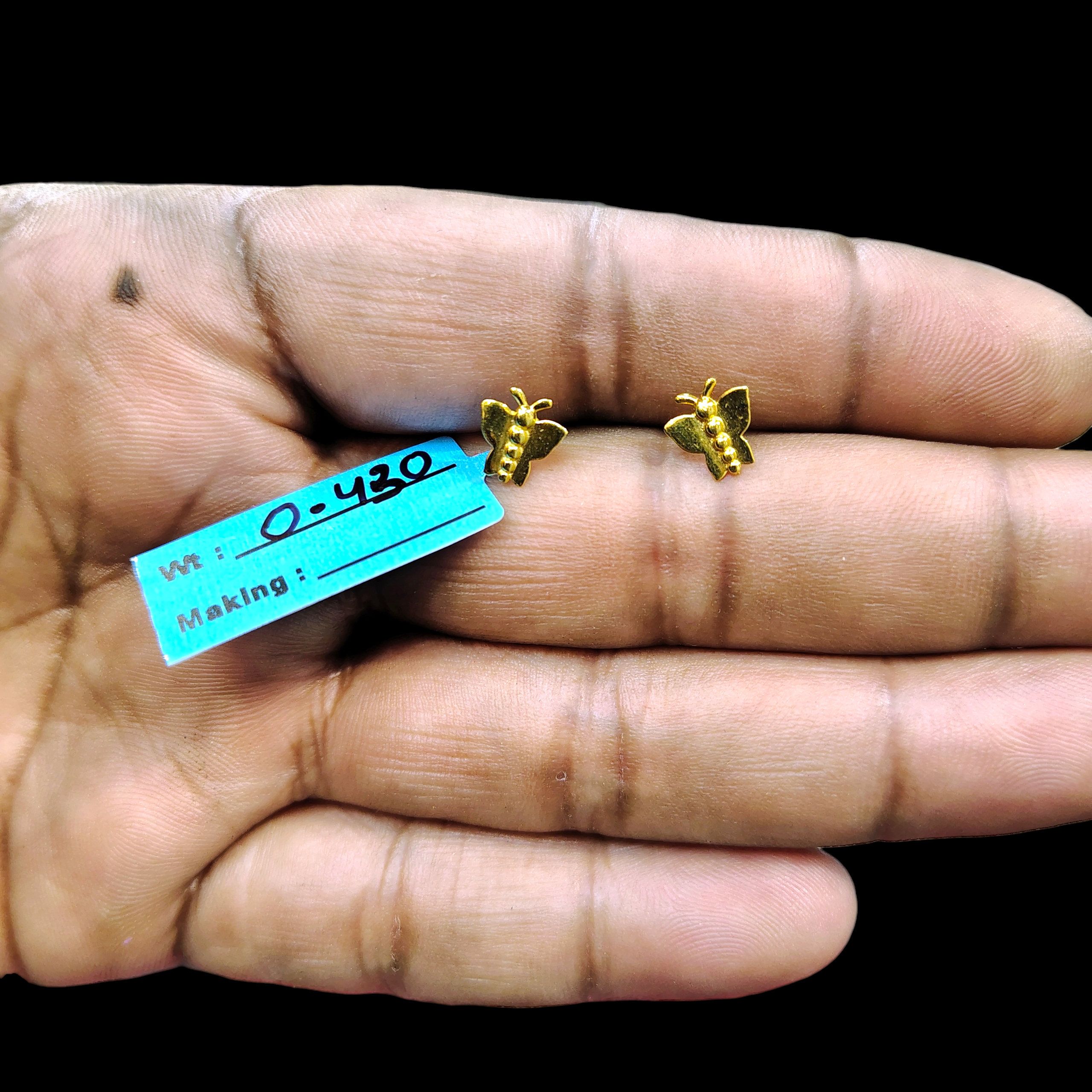 BABY JEWELLERY STUD EARRING- TRJ BABY TOPS WGT: 0.430 GM APPROX BIS CERTIFIED HUID HALLMARK 9KT GOLD STUD EARRINGS FOR WOMEN 1 PAIR FOR REGULAR USE.