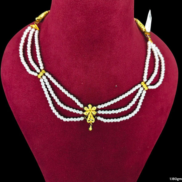 GOLD MOTI HAR- (WGT: 1.180 GM APPROX) CERTIFIED BIS HALLMARK HUID 22KT GOLD MOTI NECKLACE 1 PIECE WITH ADJUSTABLE TASSEL.(BAAWJ3)