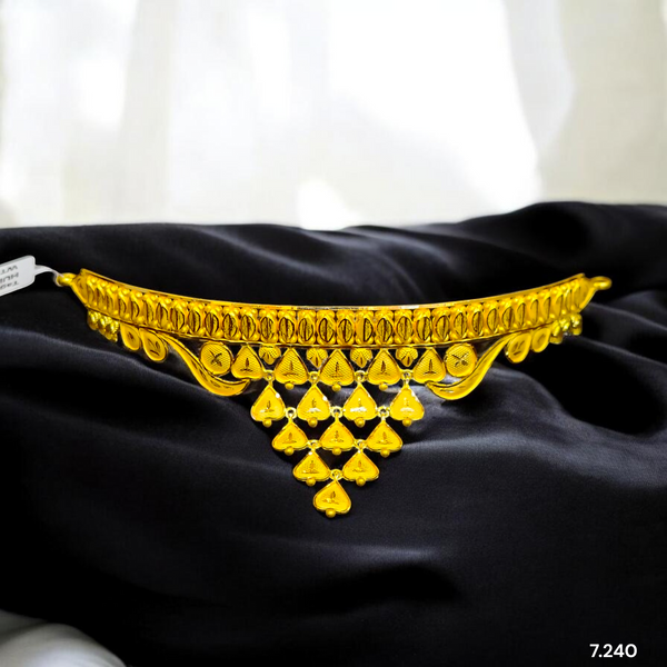 GOLD CHOKER NECKLACE- WGT: 7.240 BIS CERTIFIED HUID HALLMARK 916 22KT GOLD CROWN CHOKER NECKLACE 1 PIECE WITH FREE ADJUSTABLE TASSEL FOR WOMEN.